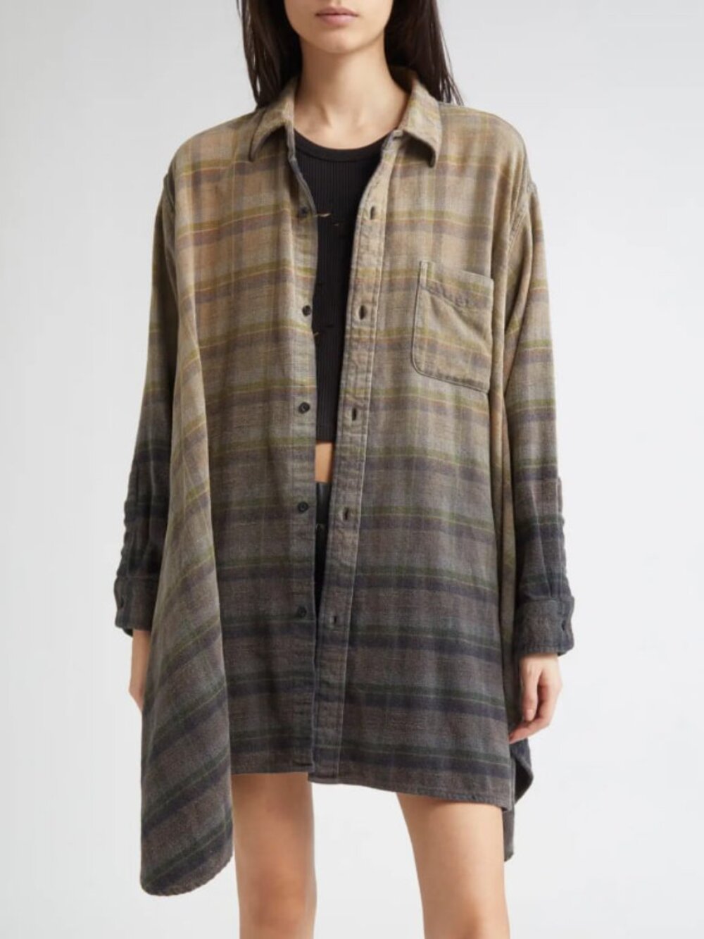 R13 NWOT Draped Front Plaid Flannel Button-Up Shirt XS